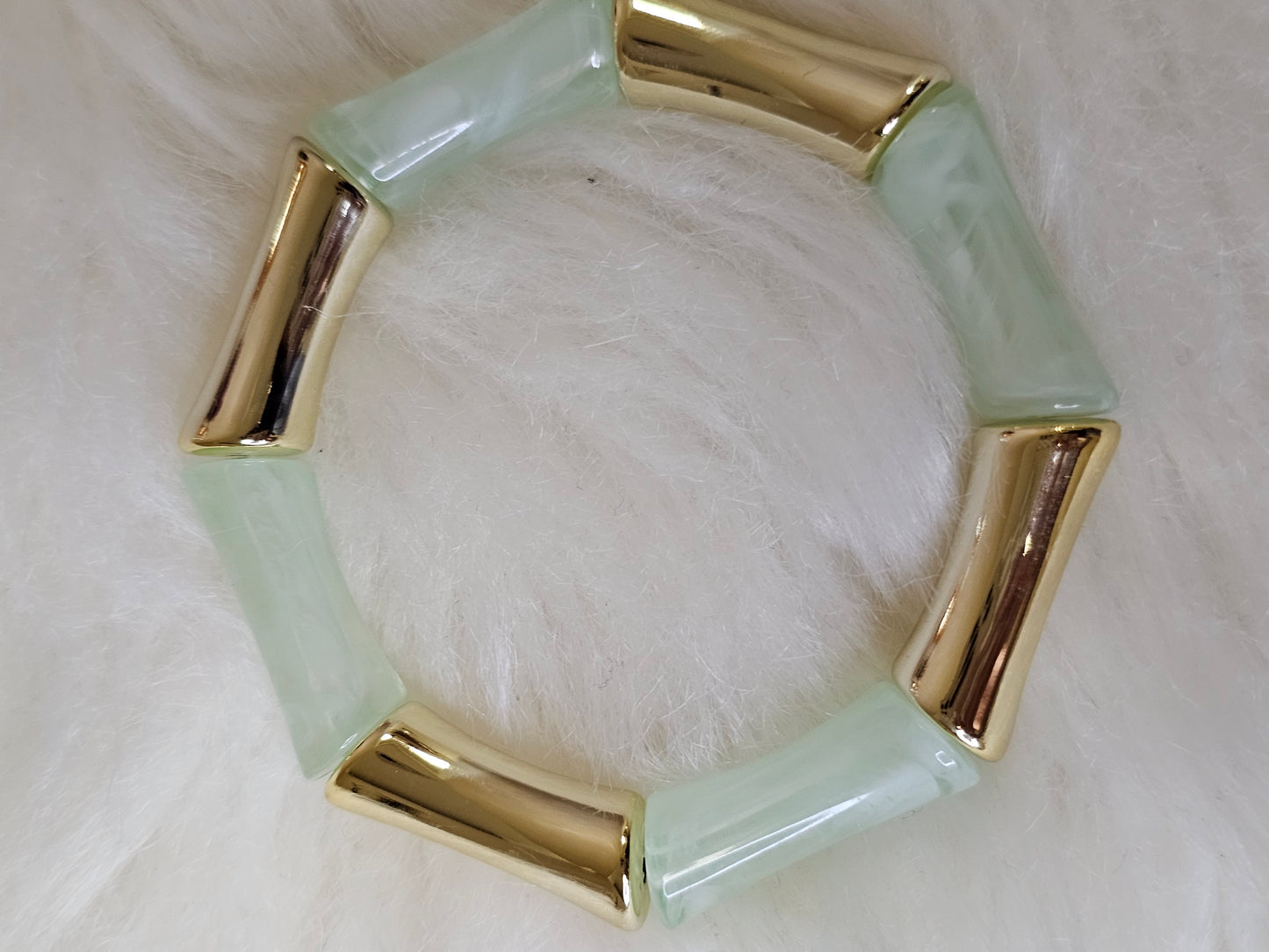 PULSERA VERDE MENTA + DORADO