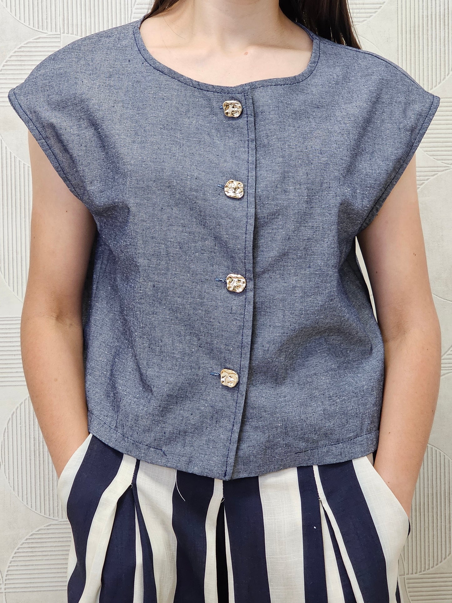 CHALECO BOTONES DENIM