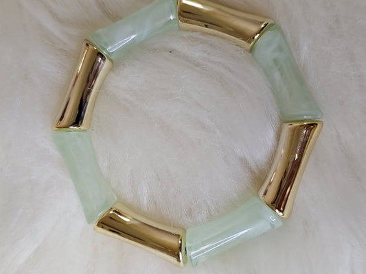 PULSERA VERDE MENTA + DORADO