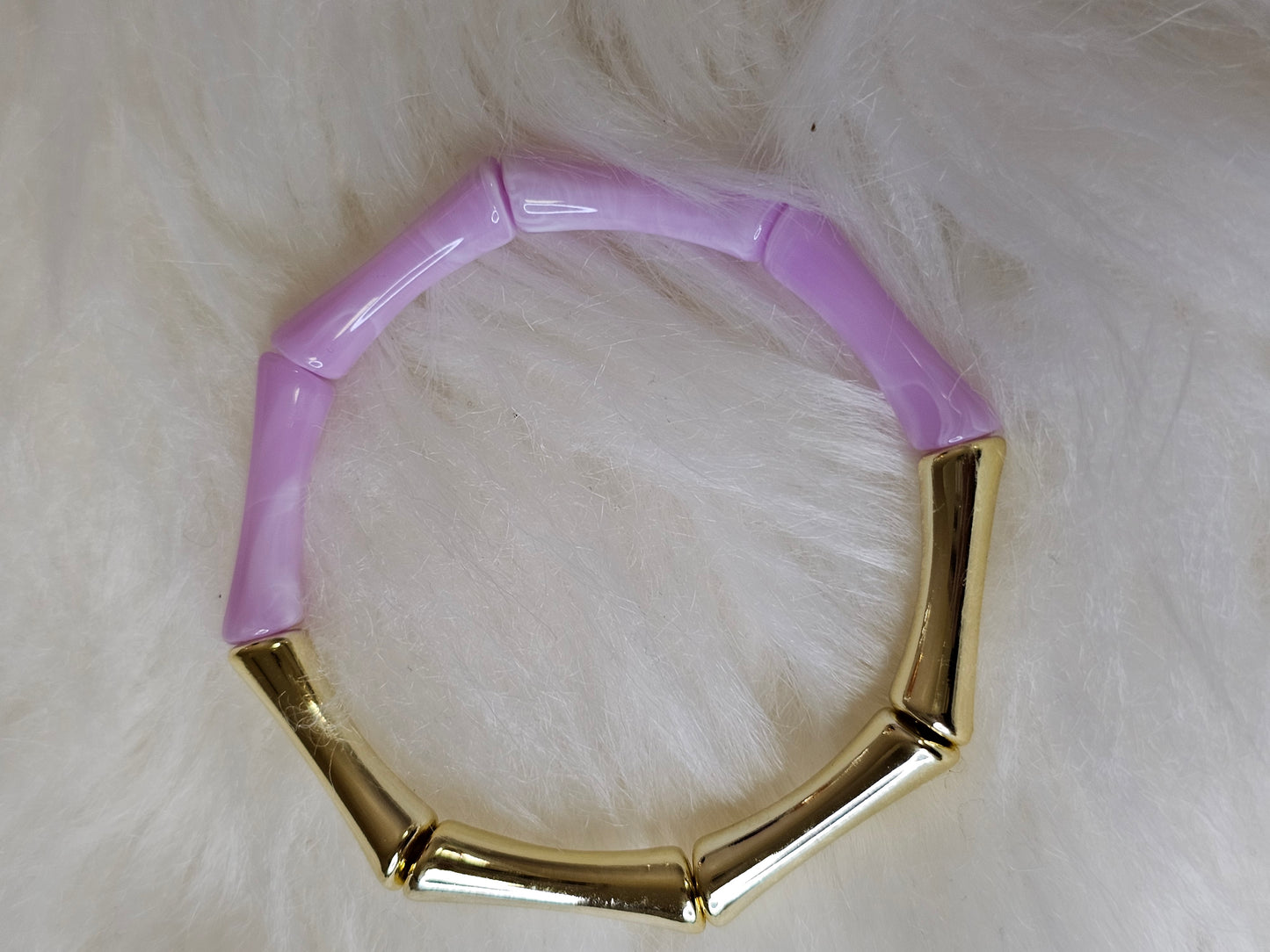 PULSERA LILA + DORADO