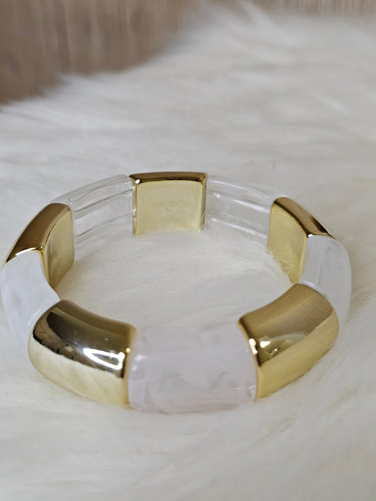 BRAZALETE BLANCO Y DORADO