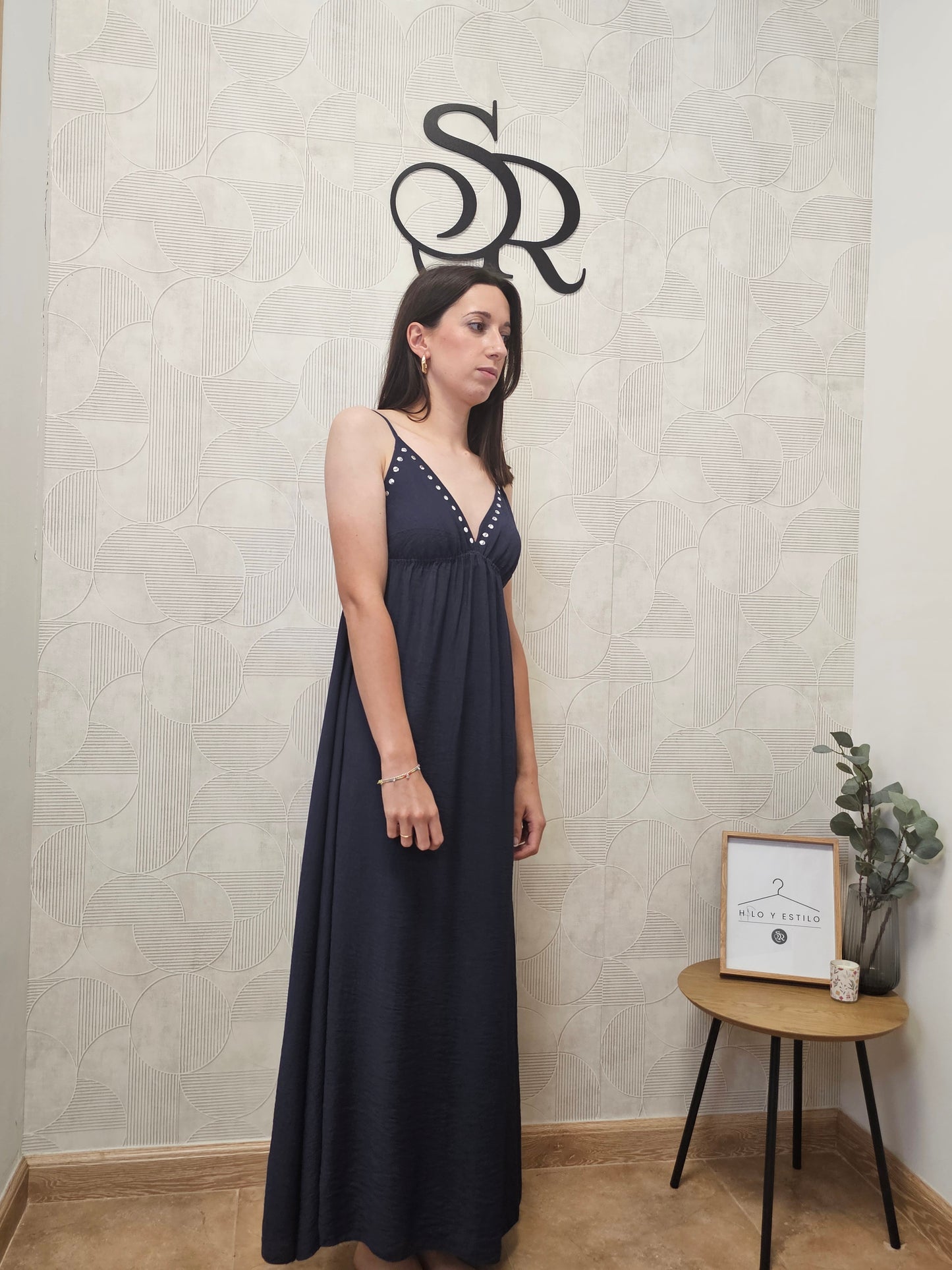 VESTIDO TACHUELAS marino